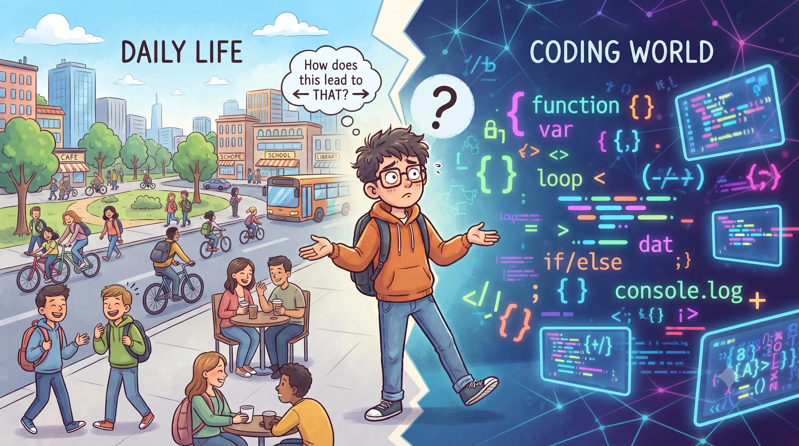 An illustration connecting different areas of human knowledge